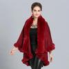 10 Colors Winter Warm String Faux Fox Fur Long Knitted 2 Layer Poncho Cape Cloak Oversize Women Cardigan Loose Shawl Street Coat