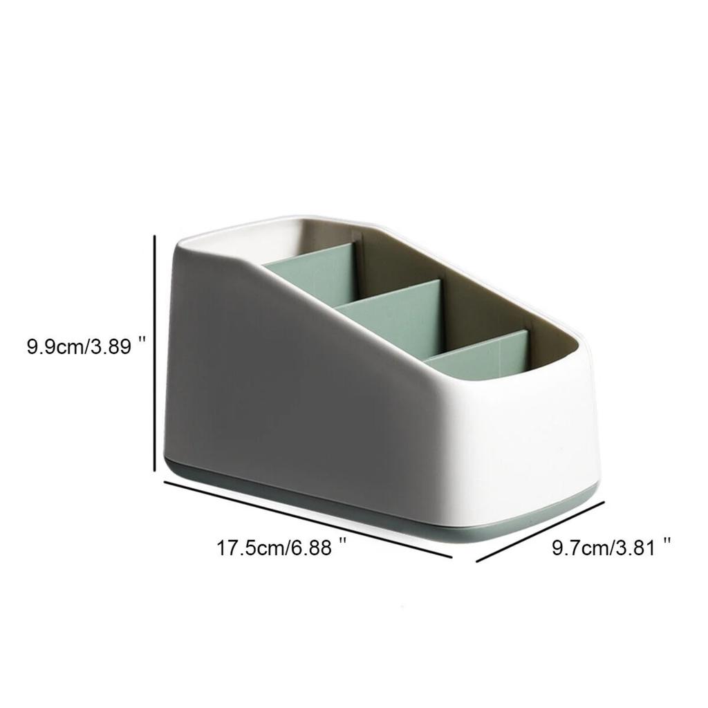 WEISIPU Multi-Purpose Remote Control Organizer with 4 Compartments Compact Storage Tray for TV Phone Keys and Office Supplies Non-Slip ABS Design Spa