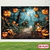 Halloween tapestry wall decoration - Ghost forest pattern design, suitable for parties and photography backgrounds