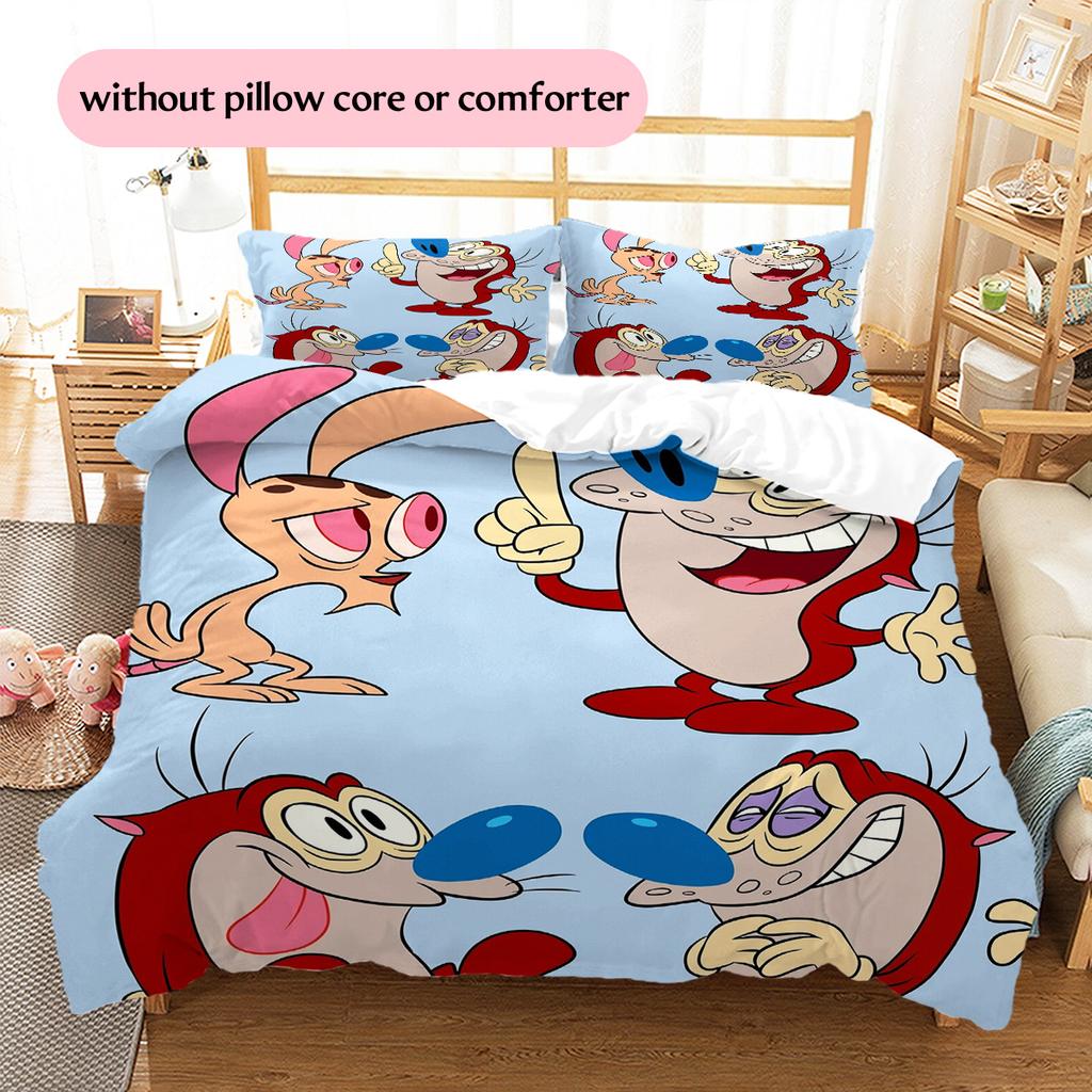 Ren & Stimpy  Pattern Bedding Quilt Set  Home Decoration  Gift (1 * duvet cover + 2 * pillowcase  without core)