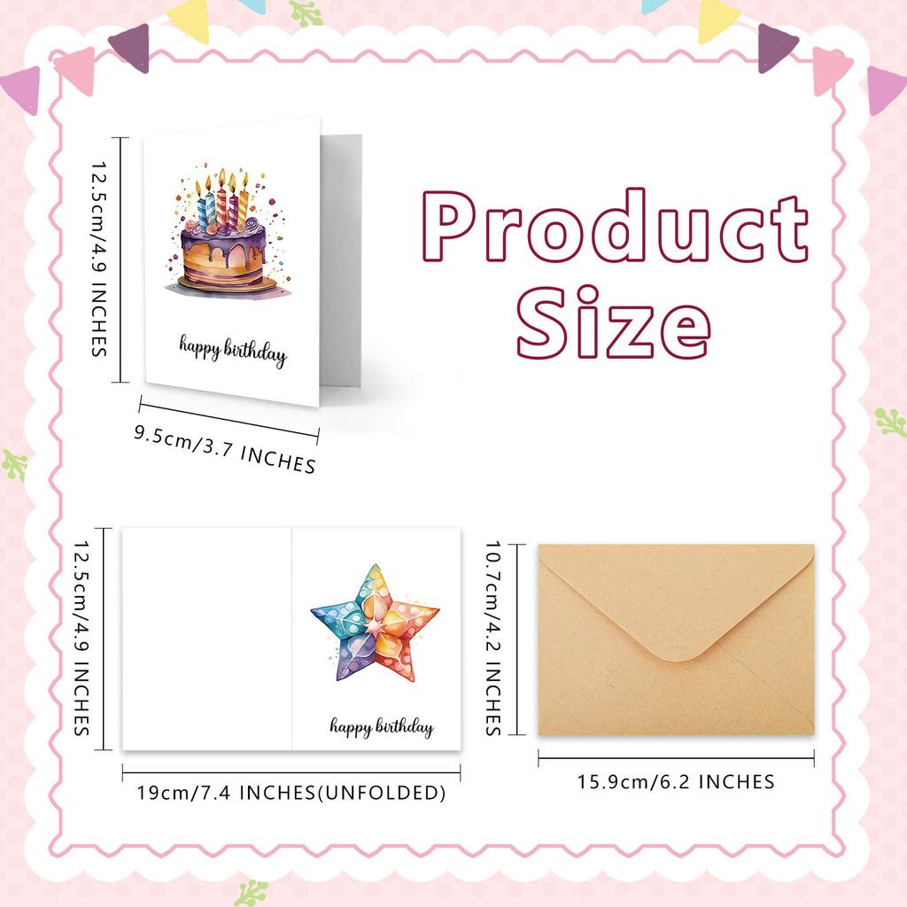 Handmade Watercolor Birthday Card Greeting Card with Envelope - Hand-Painted Art for Sending Birthday Wishes Party Gift