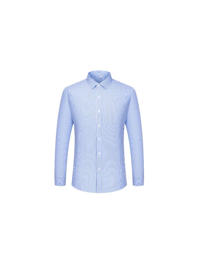Men's Long Sleeve Bamboo Fiber Formal Shirt - White & Blue, Stretchable, Plus Size Available