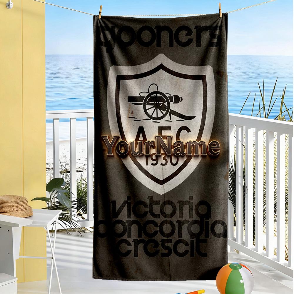 Arsenal Personalized Name Beach Towel Super Soft & Absorbent For Beach Bathroom Outdoor Swimming Pool Camping Picnic Yoga Diving Vacation Accessories