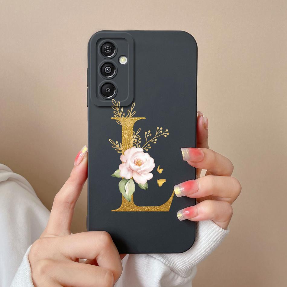 Simple Case For Samsung A15 4G 5G Rose Letter Mask Soft Liquid Silicone Camera Protector For Samsung Galaxy A15 A 15 Back Cover