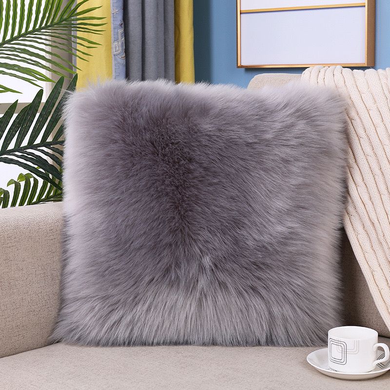 Flauschiges Kissen, langer Plüsch-Kissenbezug, Wollkissen, Fellkissenbezug, Ins Sofabettkissen, Weihnachtsdekoration, Zimmer-Wurfkissen