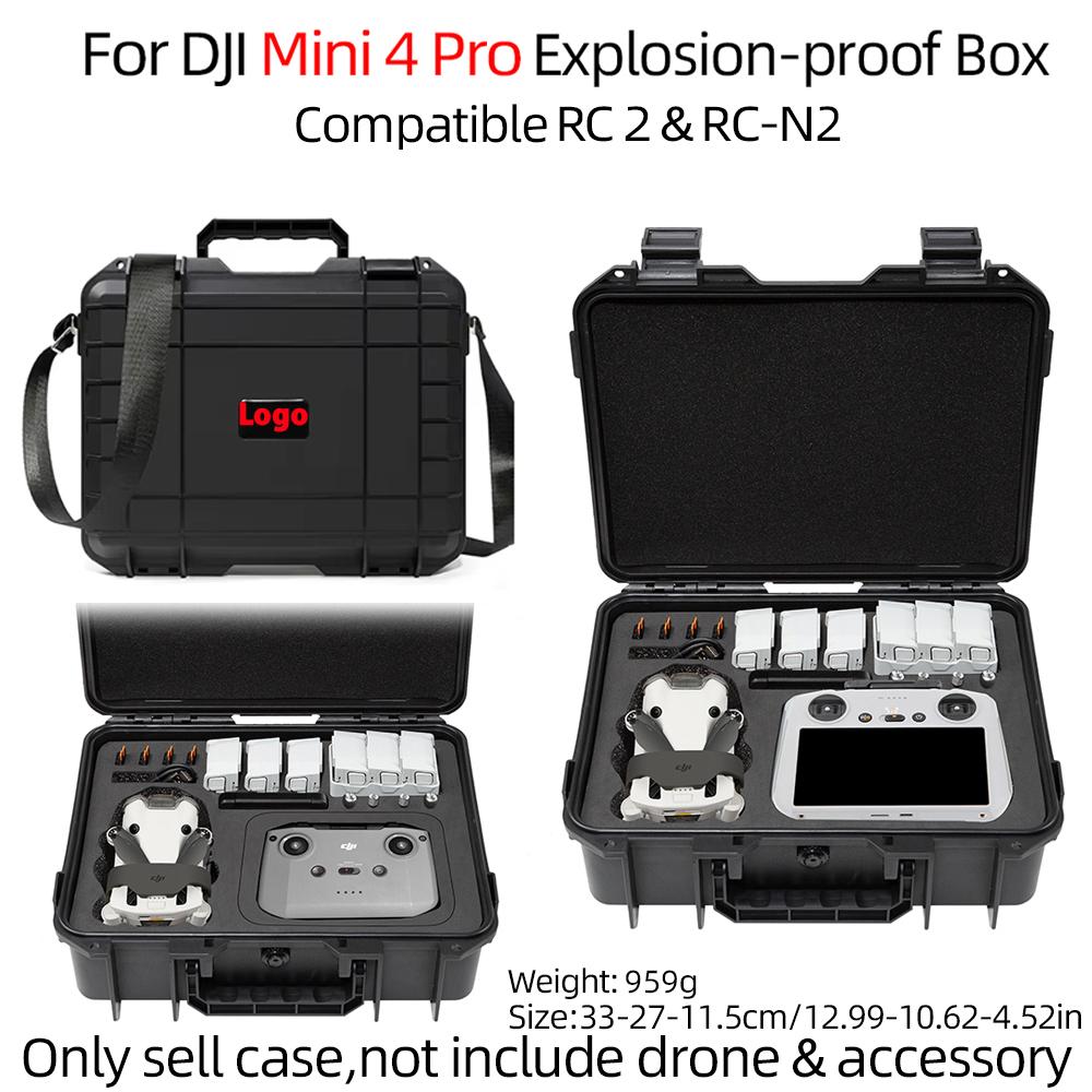 For DJI Mini 3/4Pro Case with Shoulder Strap, Mini 4 Pro Explosion Proof Case,Hard Shell  Mini 4 Pro Bag Portable Waterproof Box