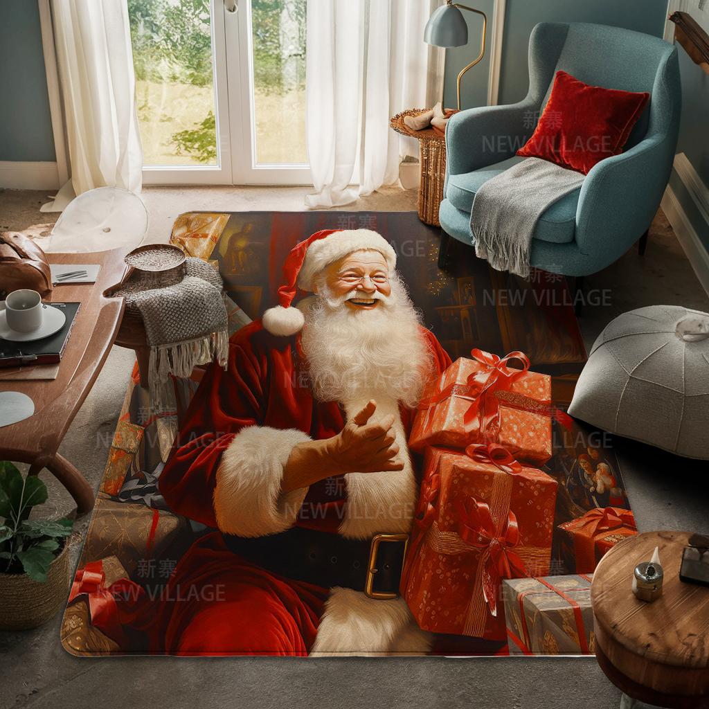 House Entrance Carpet Home Door Mat Living Room Bath Foot Bathroom Non-slip Water Absorption Rugs Bath Merry Christmas Winter