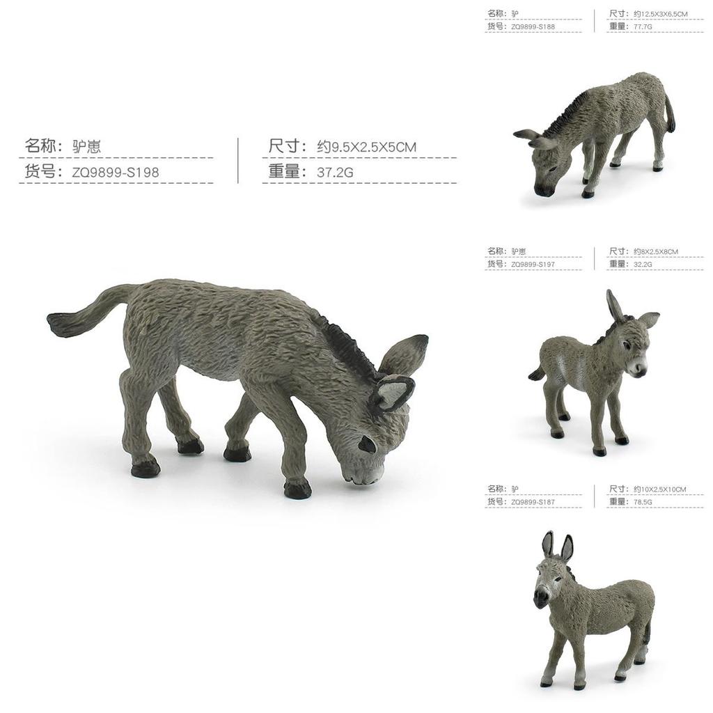 Farm Animal Pvc Model Set With Static Donkey Figures For Collectors And Decor