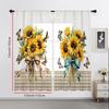 2PCS Digital Print Sheer Curtain, Plaid Sunflower, Modern Minimalist Window Curtains for Living Room Bedroom Home Decor