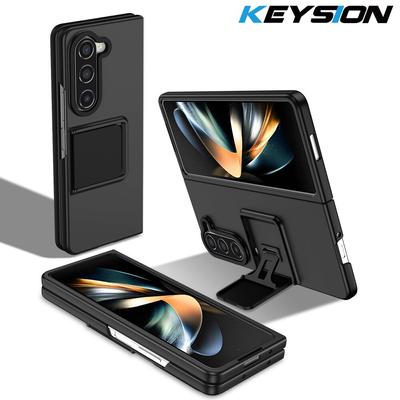 KEYSION Luxury Live Stand Case for Samsung Galaxy Z Fold 5 5G PC Shockproof Phone Back Cover for Samsung Galaxy Z Fold 5 4 3 5G