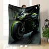Green Reptile-scale Pattern with Glowing Accents On a Sporty Motorcycle. for All Seasons Blanket Lunch Break Throw Gift