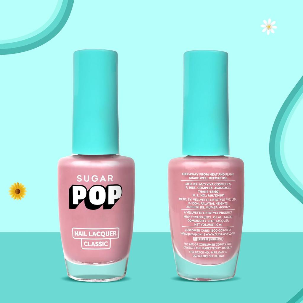 Sugar Pop Glossy Finish Nail Lacquer 46 Coral Nude 10 Ml High Shine Quick Dry Long Lasting Chip Resistant Nail Polish