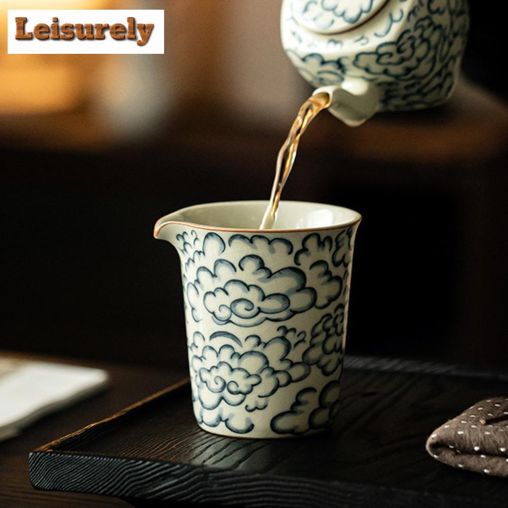 230ml Antique Ru Kiln Auspicious Clouds Tea Pitcher Zen Cha Hai Justice Cup Can Nourishing Kung Fu Tea Tableware Accessories
