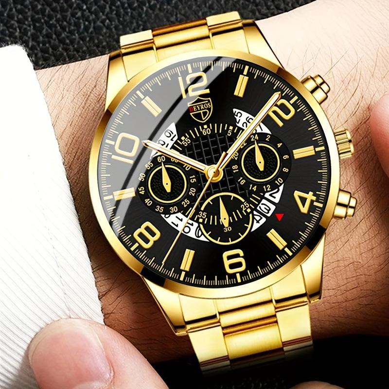 Watch Accessories 4-Piece Men'S Watch Set Men'S Fashion Quartz Watch