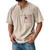 Men's Summer Independence Day Pattern Round Neck Short Sleeve T-Shirt Neck Men's All-match Casual Button Shirt