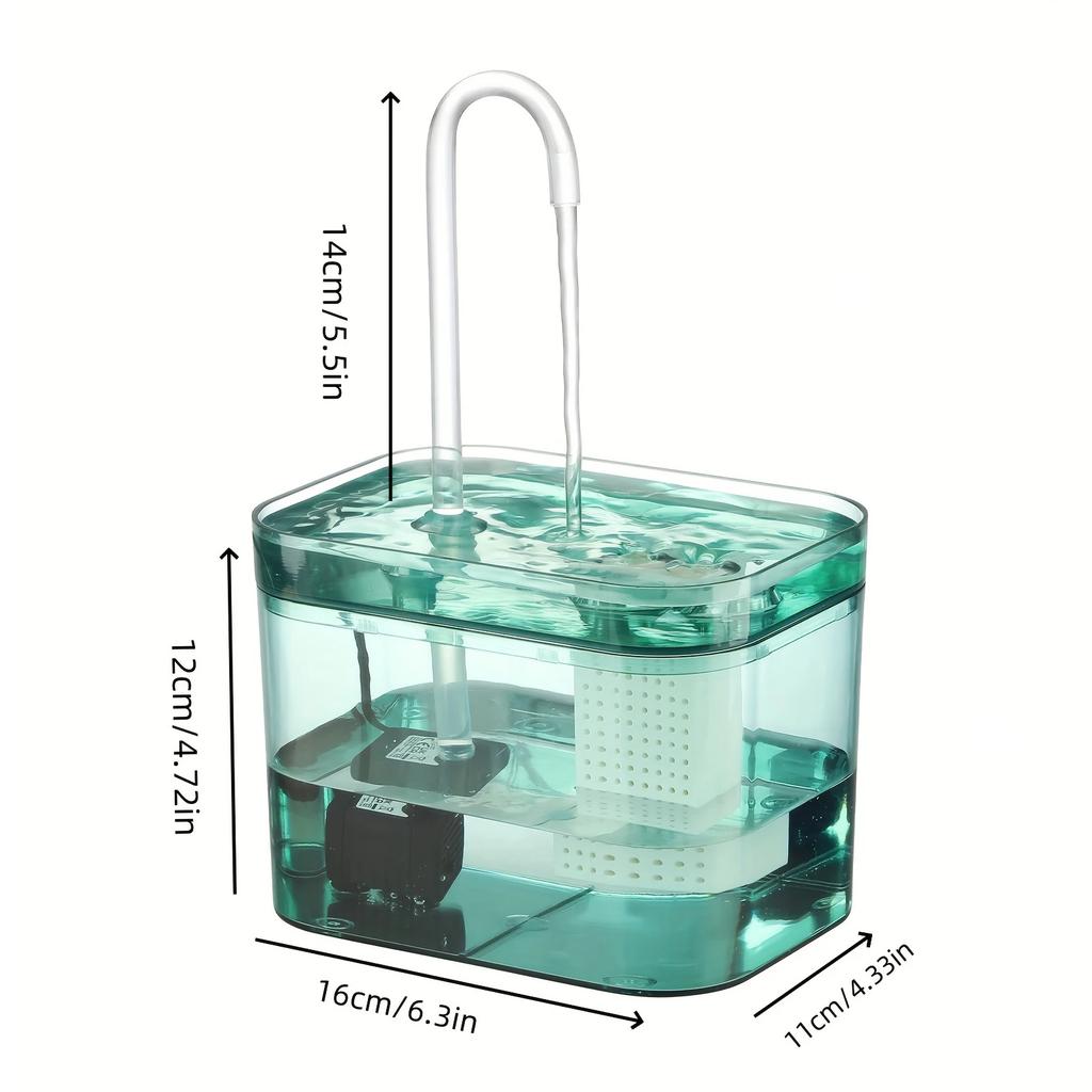 Pet Water Fountain 1.5L Auto Filter Transparent Cat Drinker USB Recirculate Filtering Water Dispenser with Pump Pet Drinking