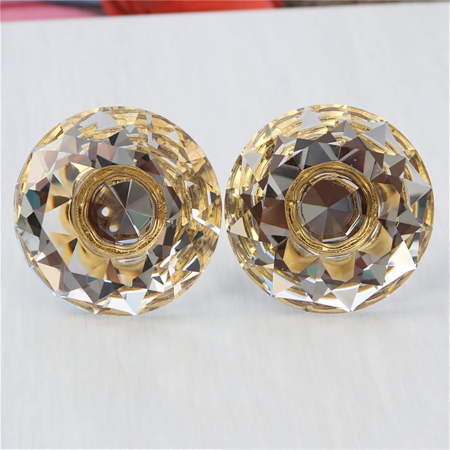 

10 шт./наборы Новая ручка с бриллиантовым кристаллом 30/40/50/60 мм для украшения шкафа, комода, ручка-кнопка большого размера, мебельная фурнитура, ручки (цвет : Золото, Размер :