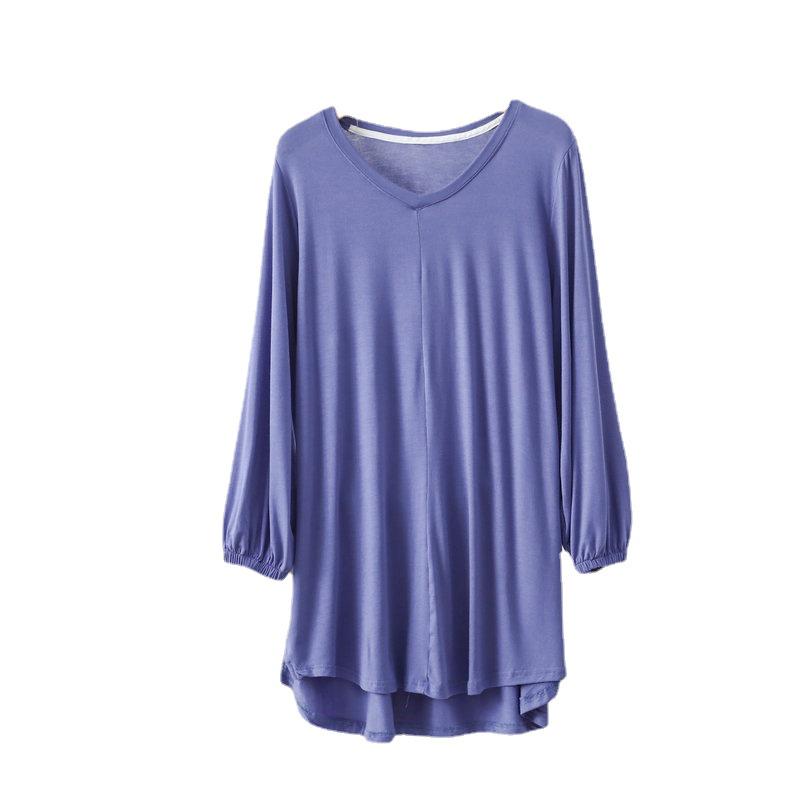 Women's V-Neck Plus Size Loose-Fit Modal T-Shirt - Nine-Sleeve Casual Summer Top