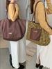 Double-sided Classic Suede Tote Bag for Women Retro Plaid Female Large Shoulder Bags Fall Winter Design Travel Pocket Handbags