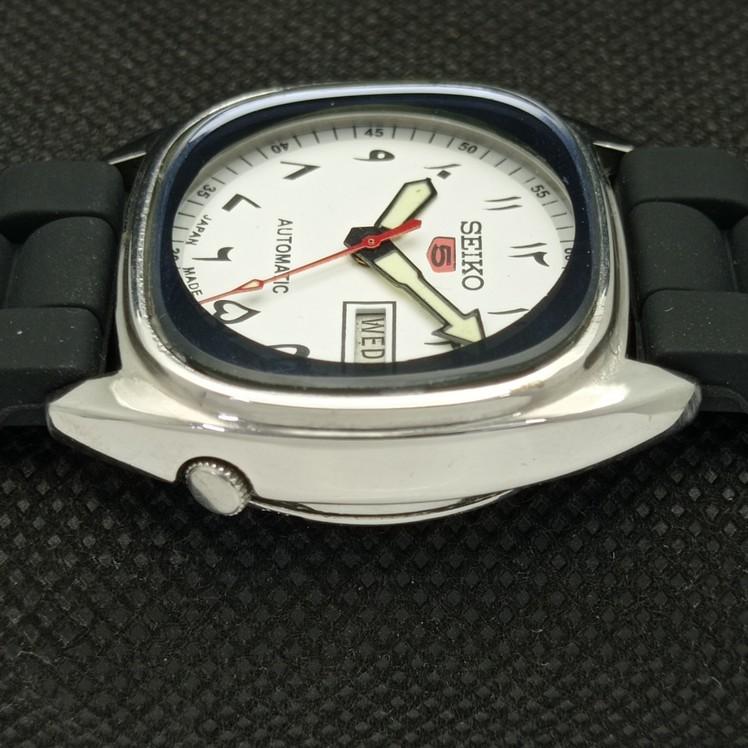 CLASSIC SEIKO 5 AUTOMATIC MENS 6309A JAPAN ARABIC WHITE DIAL WATCH a417096-2