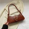 Vintage Half-mo Underarm Bag Large Capacity Handbag PU Leather Shoulder Bag Fashi French Style Rectangle Armpit Bag Girls