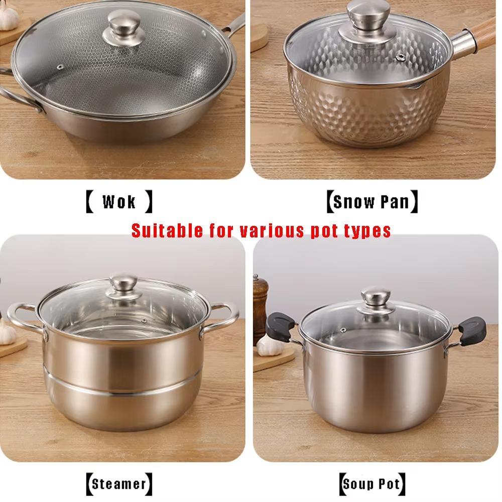 Coperchio per pentola in vetro temperato e acciaio inossidabile 16-34 cm Coperchio rotondo per padella Pomello Antiscottatura Coperchio per padella Wok Accessori da cucina