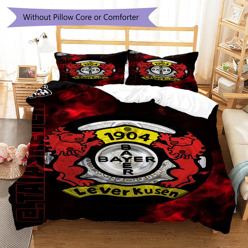 Leverkusen Logo Muster Bettwäsche Steppbett Set Bettbezug Kissenbezug Heimdekoration Geburtstagsgeschenk (1 Bettbezug + 2 Kissenbezüge, ohne Füllung)