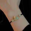 PANJBJ 925 Sterling Silver Rabbit Bracelet For Women Hotan Jade Rope Knit Retro Ethnic Design Elegant Dropshipping