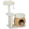 Cat Tree 79 Cm with Cat Cave, Bed, Play Balls, Cat Scratching Post with Sisal Scratching Posts, for Cats Up To 5 Kg, Cream White