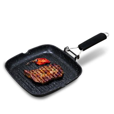 Poêle À Griller Induction Antiadhésif Titane 28x28cm Fonte d'Aluminium Sans PFOA Briebe GP1159 Noir