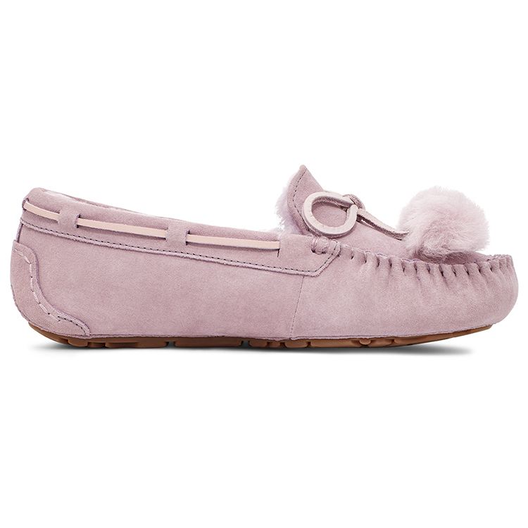 UGG Dakota Bow Pom Fleece Lined Warm Slip-On Shoes Low-Top Casual Sneakers Women Sneakers Pink Purple 1124030-SHAD