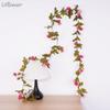 2.2m Silk Artificial Rose Vine Wall Hanging Decor Romantic Rattan Fake Plant Leaf Garland for Home Garden Decoration