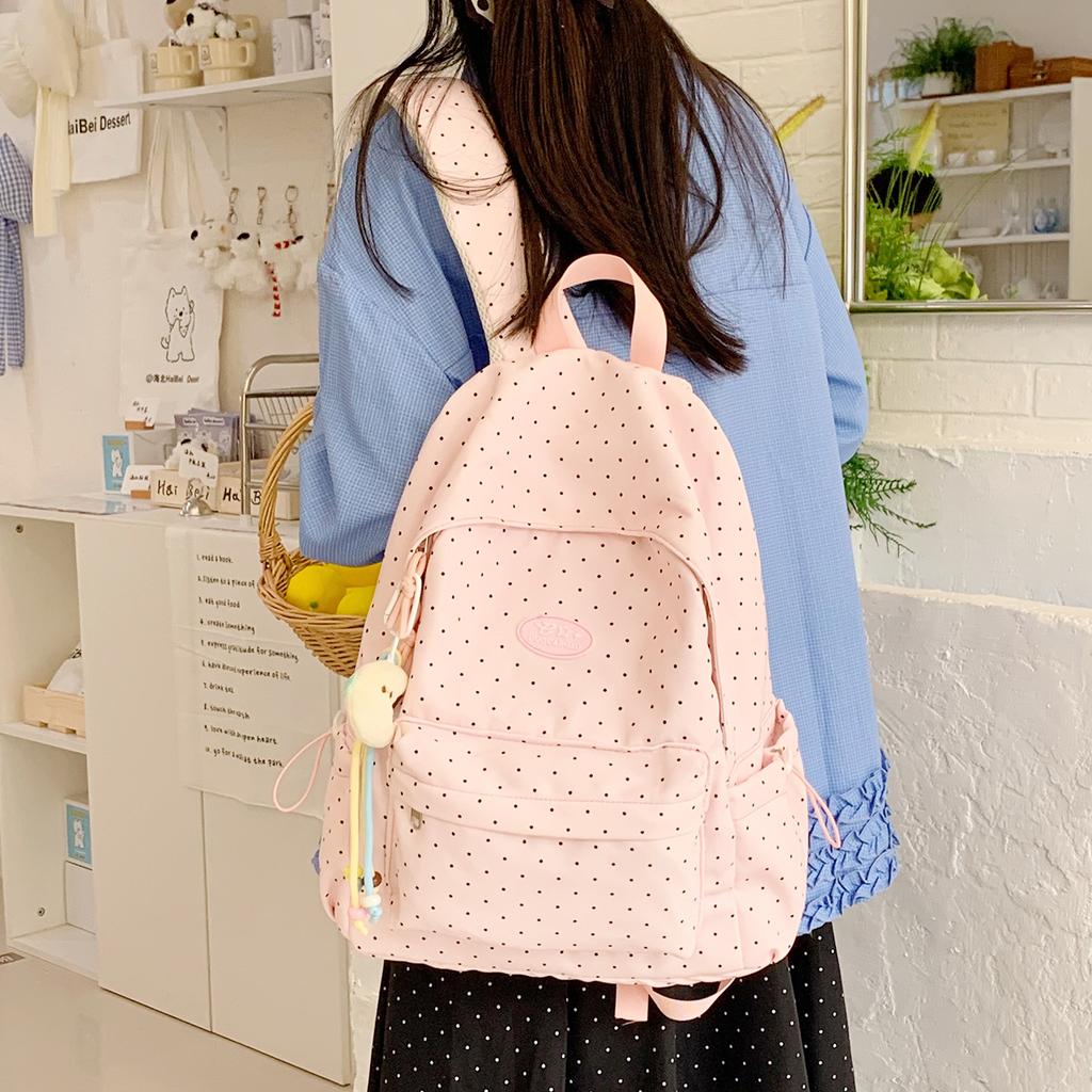 Schoolbag fashion Korean version niche polka dot simple primary school students lightweight versatile ins wind outdoor leisure large capacity backpack