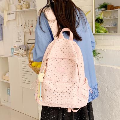 Schoolbag Fashion Korean Version Niche Polka Dot Simple Primary School Students Lightweight Versatile Ins Wind Outdoor Leisure Large Capacity Backpack