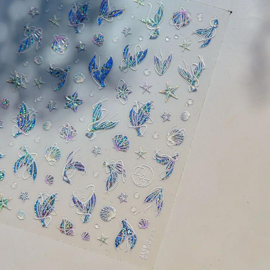 Magical Blow Bubbles Goldfish Bunny Rabbit Cat Kitten Shape Shiny Dreamy Bubbles 5D Nail Art Decorations Sticker Manicure Decal