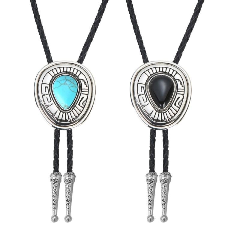 Bolo Tie for Adult Western Cowgirls Metal Necktie Rope Cord Pendants Necklaces Braids Jewelry for Women Teen Girls
