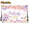Mocsicka Happy Birthday Backdrop Butterfly Decorations Newborn Photography Props Baby Shower Girl Photo Background Studio Banner