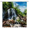 Natürliche Landschaft Duschvorhänge Wasserfall Grüne Wiese Blume Frühling Landschaft Badezimmer Dekor Wasserdichtes Stoffvorhang-Set