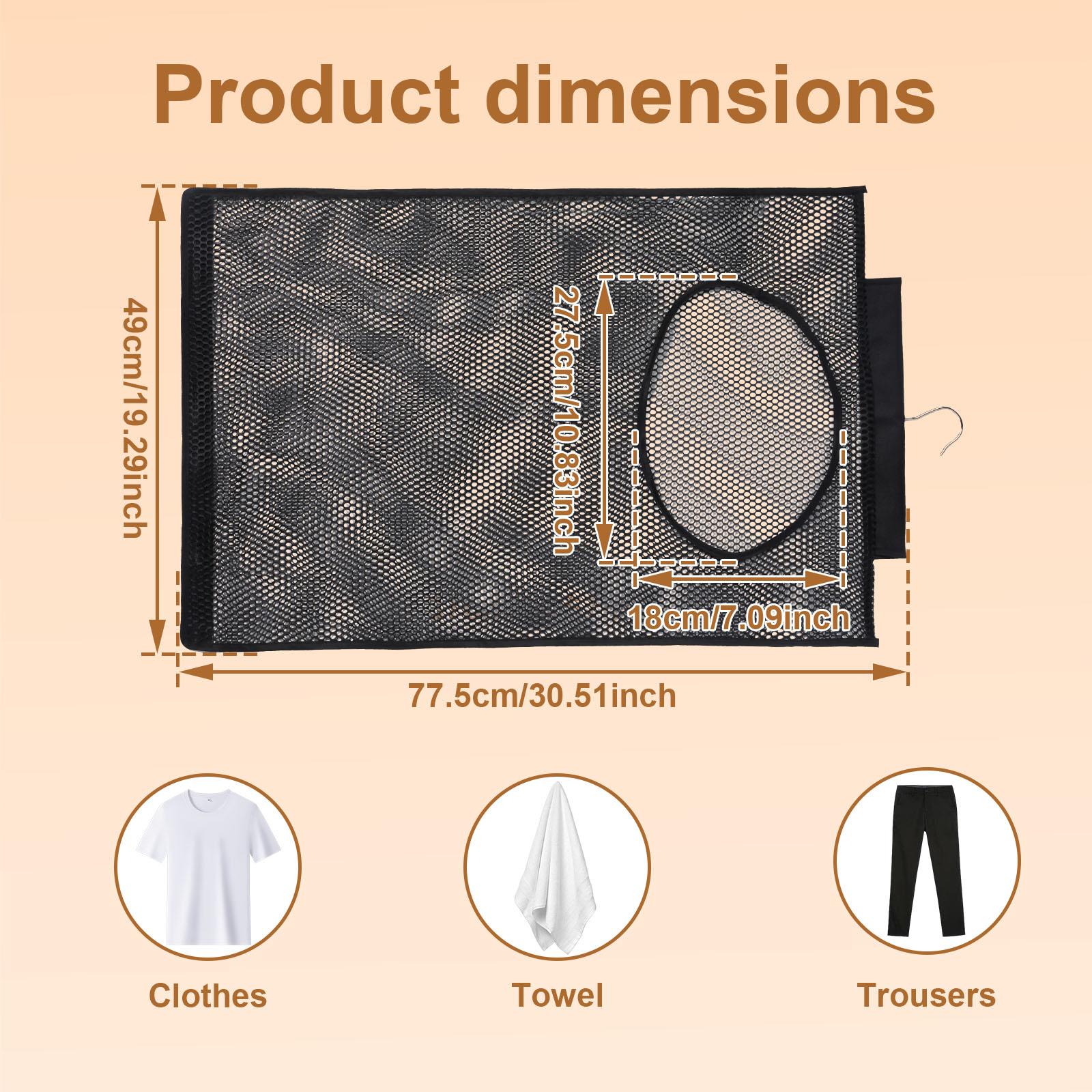 

Over Door Laundry Bag Mesh Wall-mounted Dirty Clothes Storage Organizer with Zipper & Hook Breathable Hanging Laundry Hamper Bag