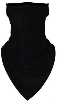 [Scarf Shack] Unisex Bandana Face Cover Scarf Face Rave Balaclava Neck Gaiter with Ear Loop, Wind Bike Cover, Black