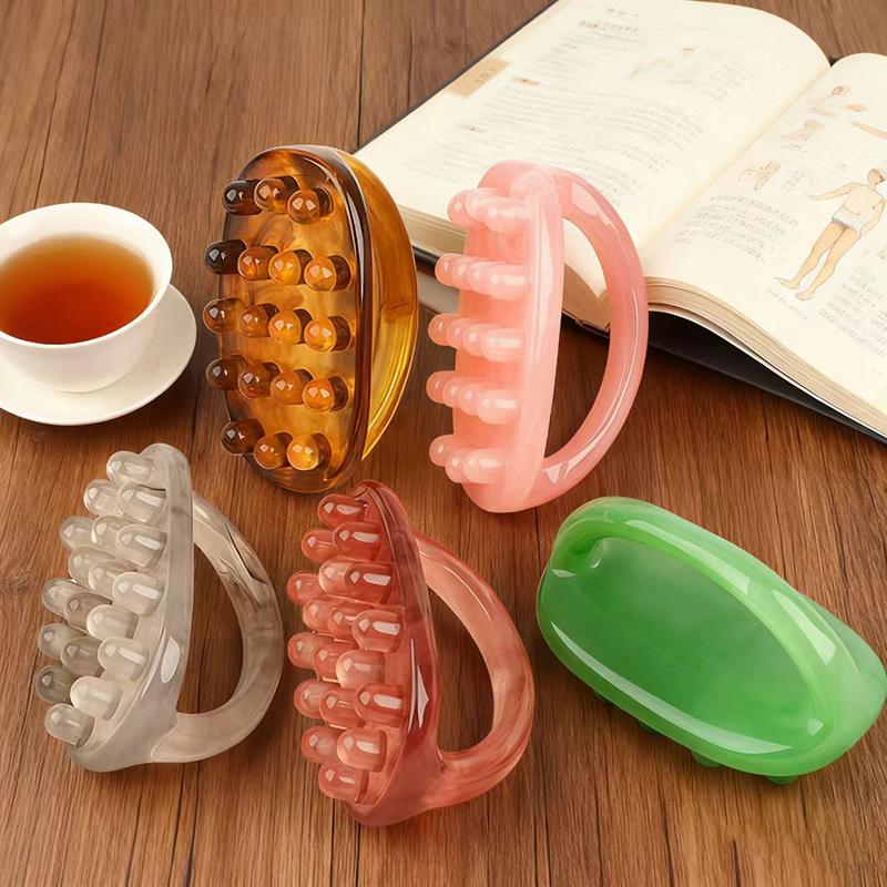 18 Beads Handheld Gua Sha Massage Roller Natural Resin Waist Neck Back Leg Body Meridian Scraping Spa Anti Cellulite Relaxation