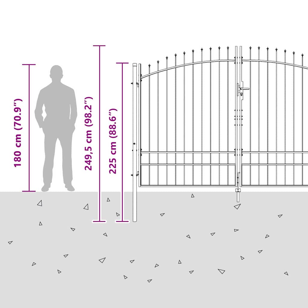 Double Gate WOERDEN 299.5 x 249.5 cm Steel Gray Lockable