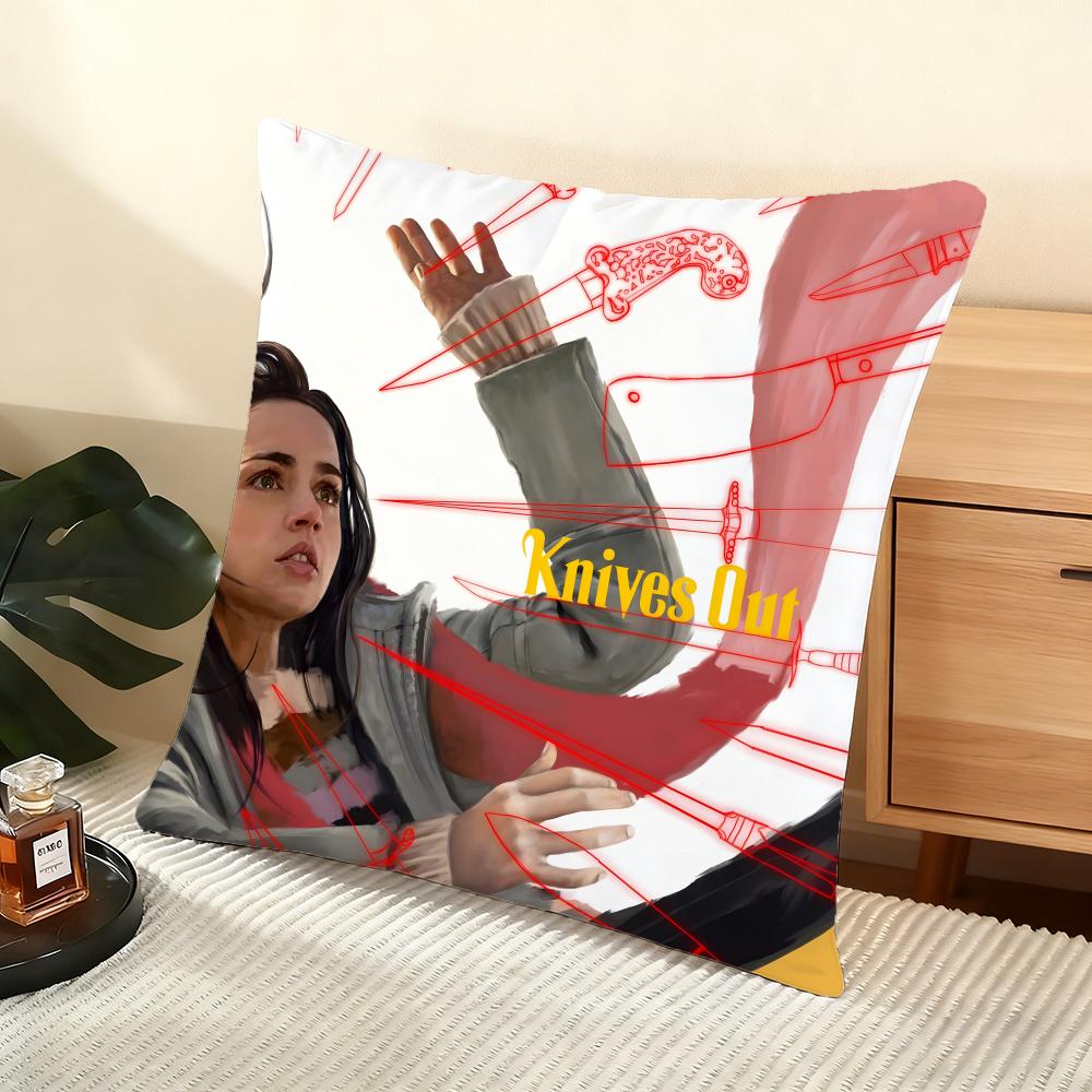 Kissenhülle seidiger kurzer Plüsch für Sofakissen zu Hause - Verdeckter Reißverschluss Heimdekoration Knives Out Film