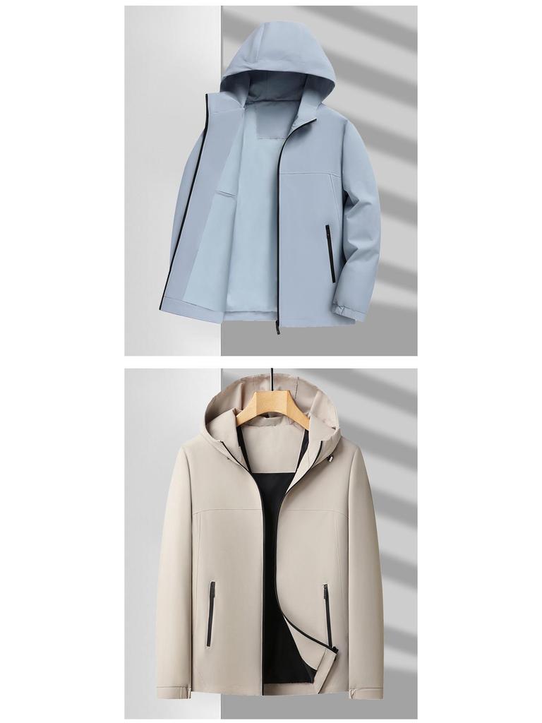Men's Thin Hooded Cropped Jacket: Spring-Autumn 2026 Business Casual Outerwear