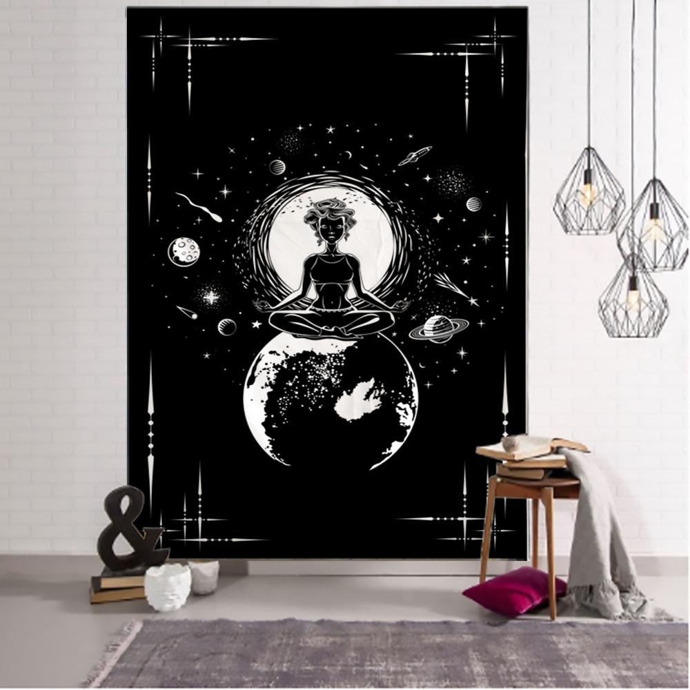 Tapiserie colorată pentru meditator cosmic, agățat pe perete, hippie psihedelic, desene animate, planeta Tapiz Kawaii, decor