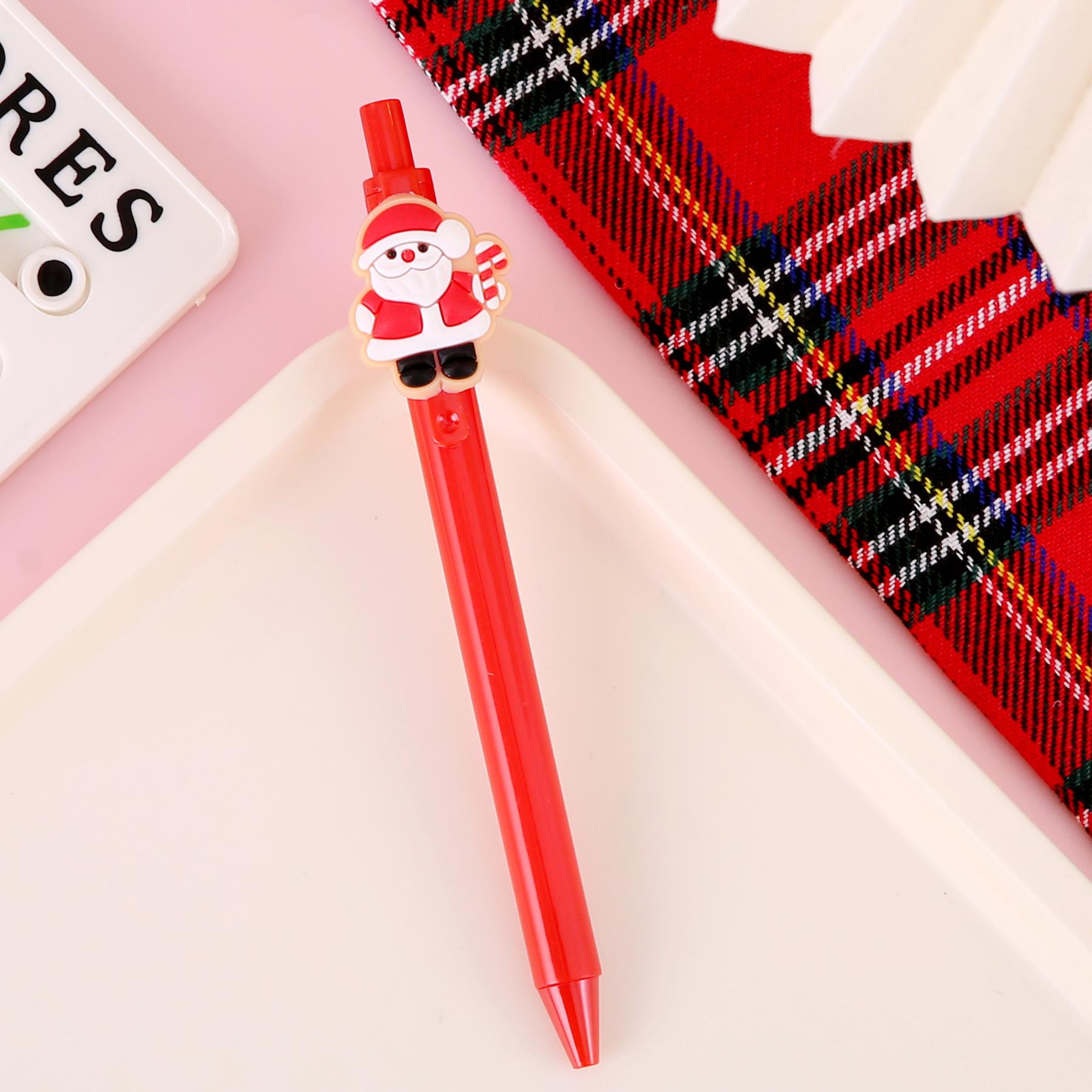 

1 шт. Рождественская гелевая ручка с рисунком милого снеговика, оленя, дедушки, офиса, школы, канцелярские ручки, подарок Ink Color:Black