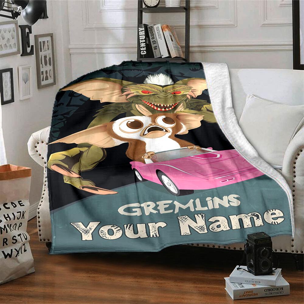 Gremlins Customize Your Name Blanket Multi-purpose Personalized Blanket Soft Warm Cozy Throw For Seaside Livingroom Bed Couch Four Seasons Universal