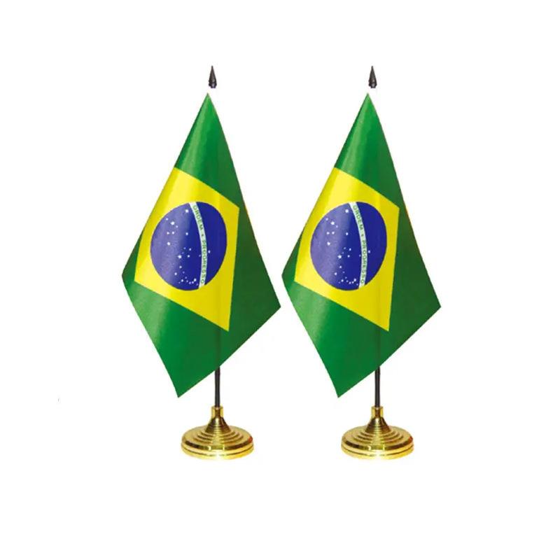 Office Hand Flag Table Flag Polyester Meeting Room Small Flag Plastic Flagpole Ornament with Base