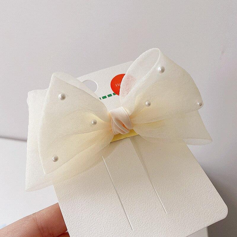 Neue Perle Bogen Haar Clips Gaze 3D Prinzessin Süße Haarspangen für Kinder Kopfbedeckungen Mädchen Kinder Haar Zubehör