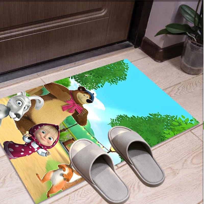 Masha and The Bear Pattern Rug, Indoor/Outdoor Mat, for Picnic, Gameroom, Bedroom, Office, Living Room, Home Decor Carpet, Birthday Gift